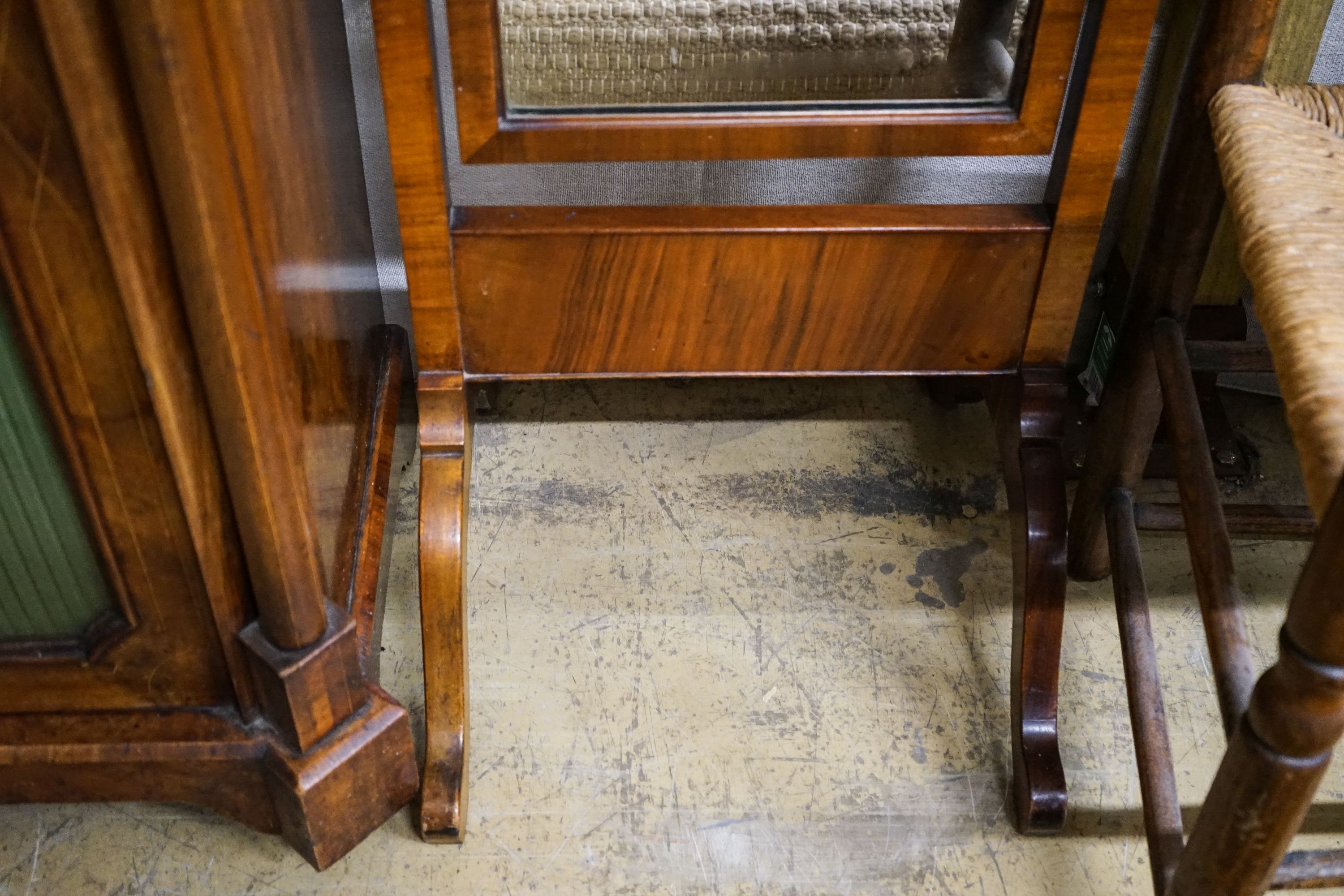 A Queen Anne style walnut cheval mirror, height 166cm